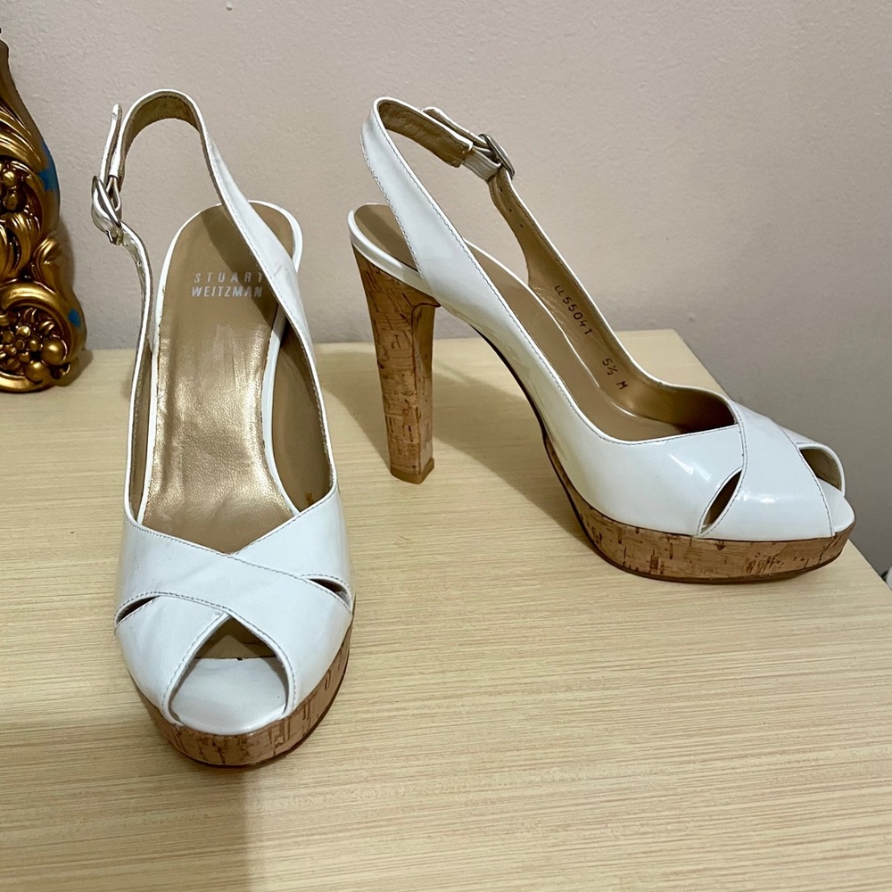 Stuart Weitzman Peep Toe Slingback Heels